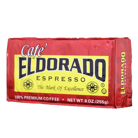 Red package of Cafe Eldorado Espresso coffee.