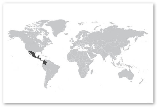 World map highlighting Mexico and Colombia in dark gray.