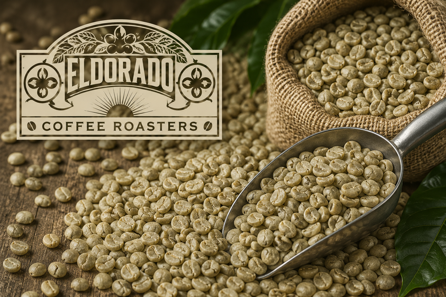     Unroasted green coffee beans sourced and roasted by Eldorado Coffee Roasters in New York City.