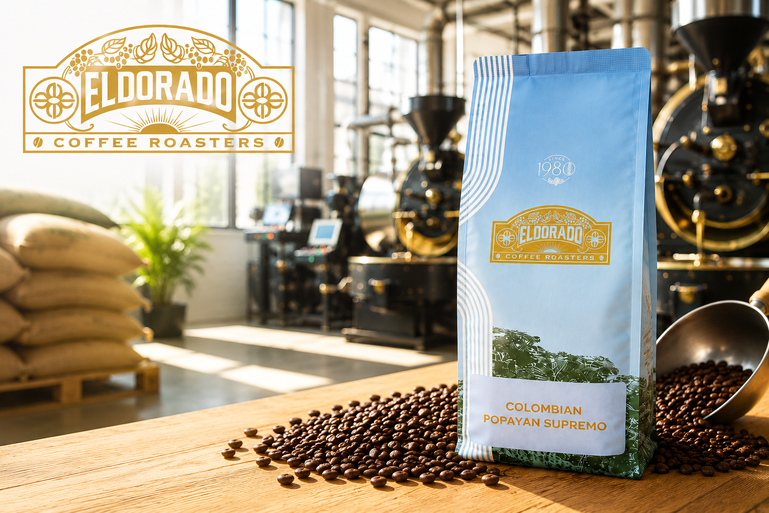Commercial coffee roasting partner packaging freshly roasted coffee