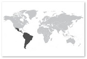 World map highlighting Latin America in dark gray. 
