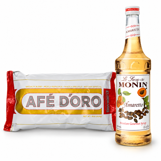 Eldorado Café D’oro Amaretto Latte Duo with 1 lb coffee and 750 mL Monin syrup