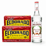 Two Cafe Eldorado espresso bricks and Monin Pure Cane syrup bundle