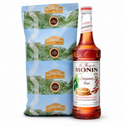 Eldorado Cinnamon Bun Coffee and Syrup Bundle with coffee bag and Monin bottle