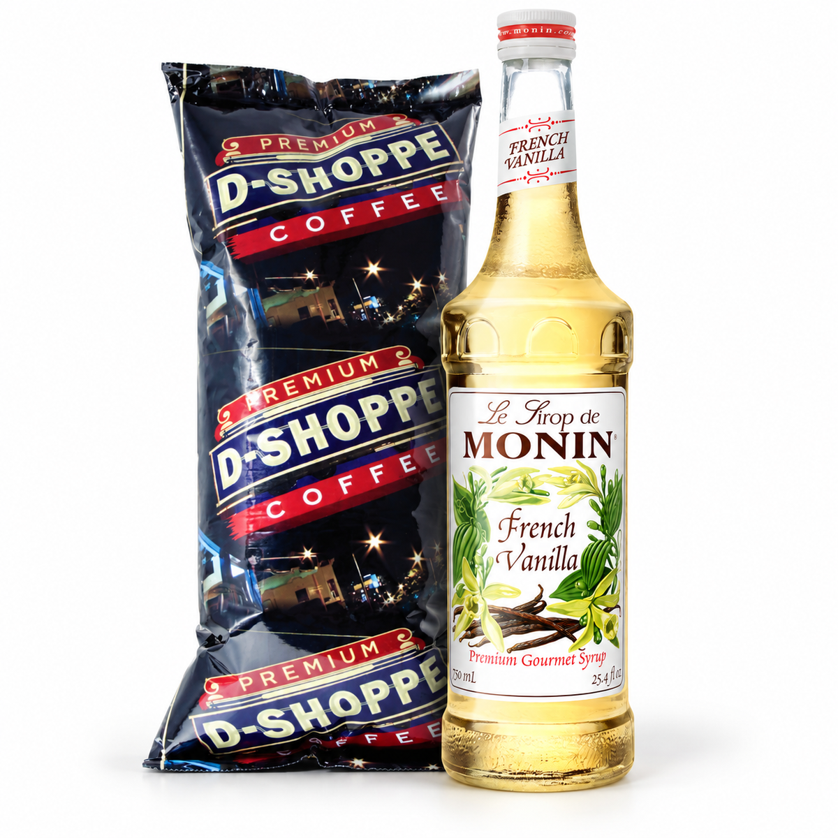 Eldorado D-Shoppe French Vanilla Coffee Duo with 1 lb coffee and 750 mL Monin syrup