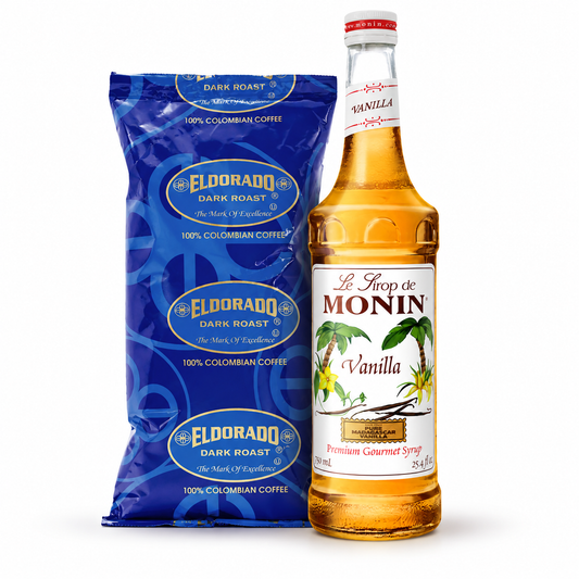 Eldorado Vanilla Latte Duo coffee and Monin syrup bundle