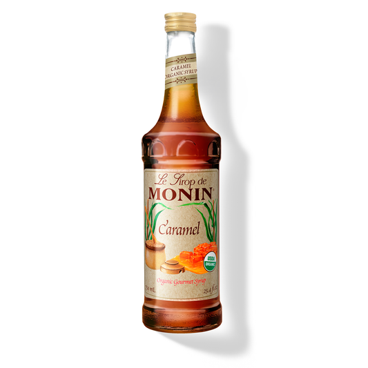 Monin Organic Caramel Syrup – 750 mL glass bottle