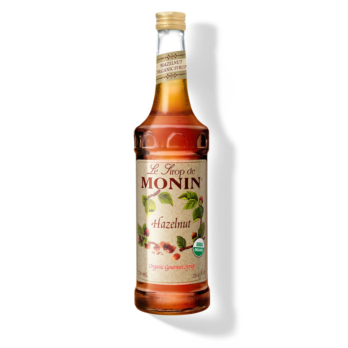Monin Organic Hazelnut Syrup – 750 mL glass bottle