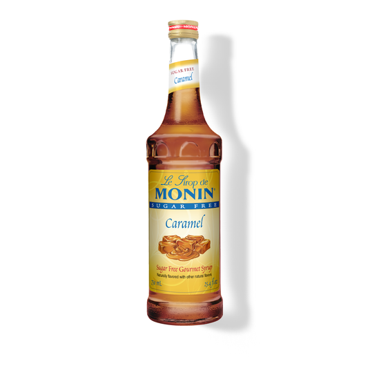 Monin Sugar Free Caramel Syrup – 750 mL glass bottle