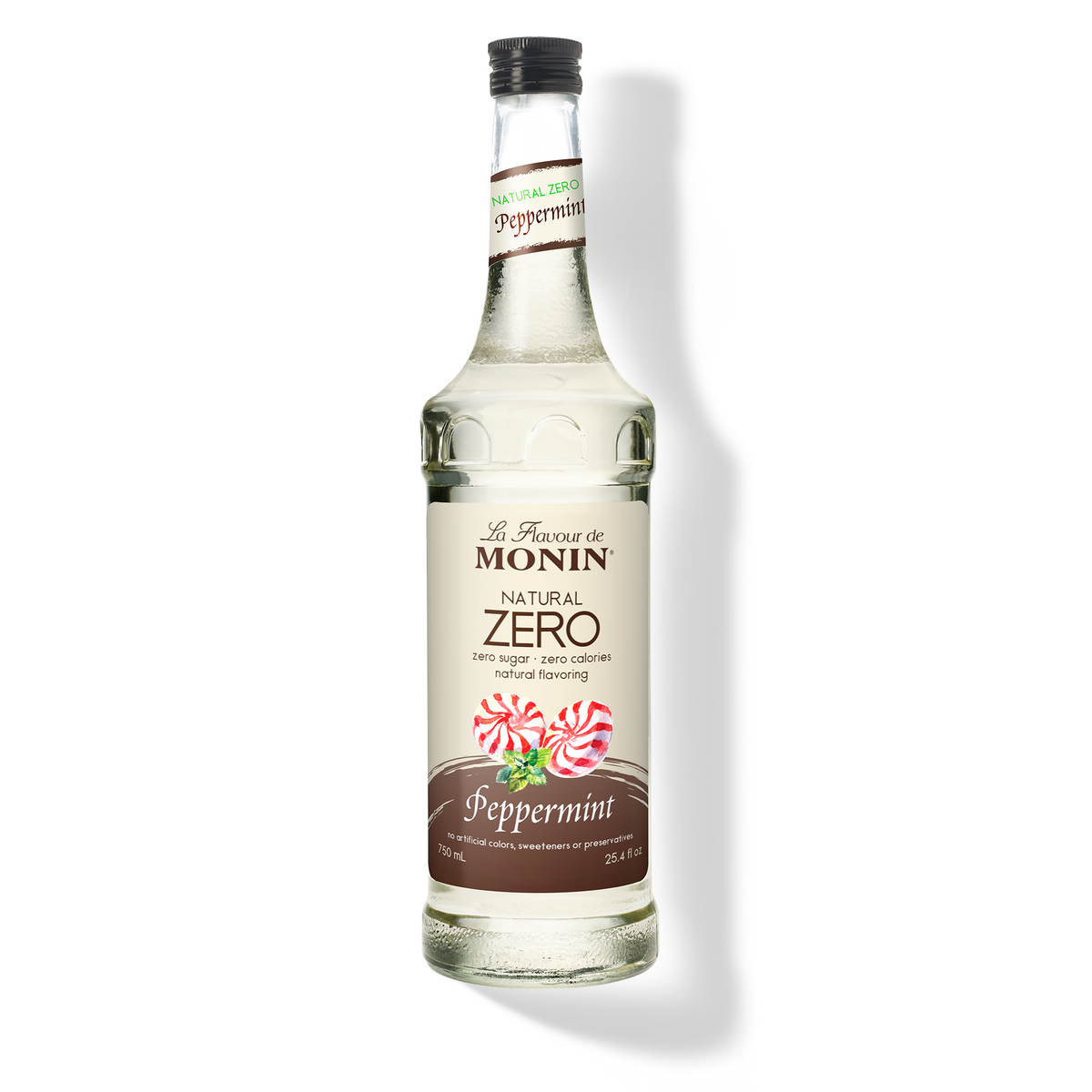 Monin Natural Zero Peppermint – 750 mL glass bottle